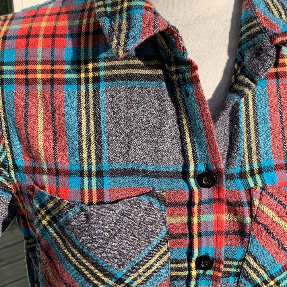 Topshop Button Down Cropped Flannel Patch Pockets… - image 3